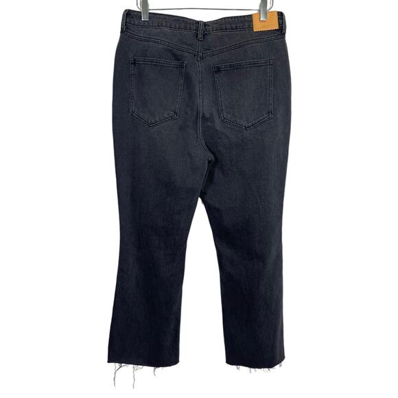Avec Les Filles Black Distressed High Rise Jeans 31 New Straight Leg Cropped NWT - Picture 3 of 5